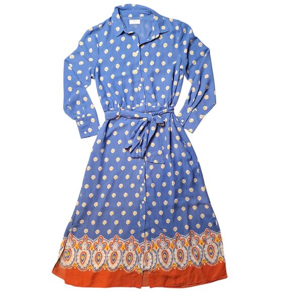 Untuckit size 6 Susan midi dress block print long sleeve button down shirt dress - Picture 11 of 11